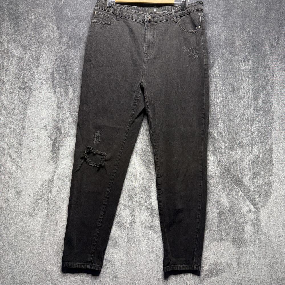 Missguided Jeans Womens 14 Gray High Rise Relaxed Skinny Distressed Denim Pants